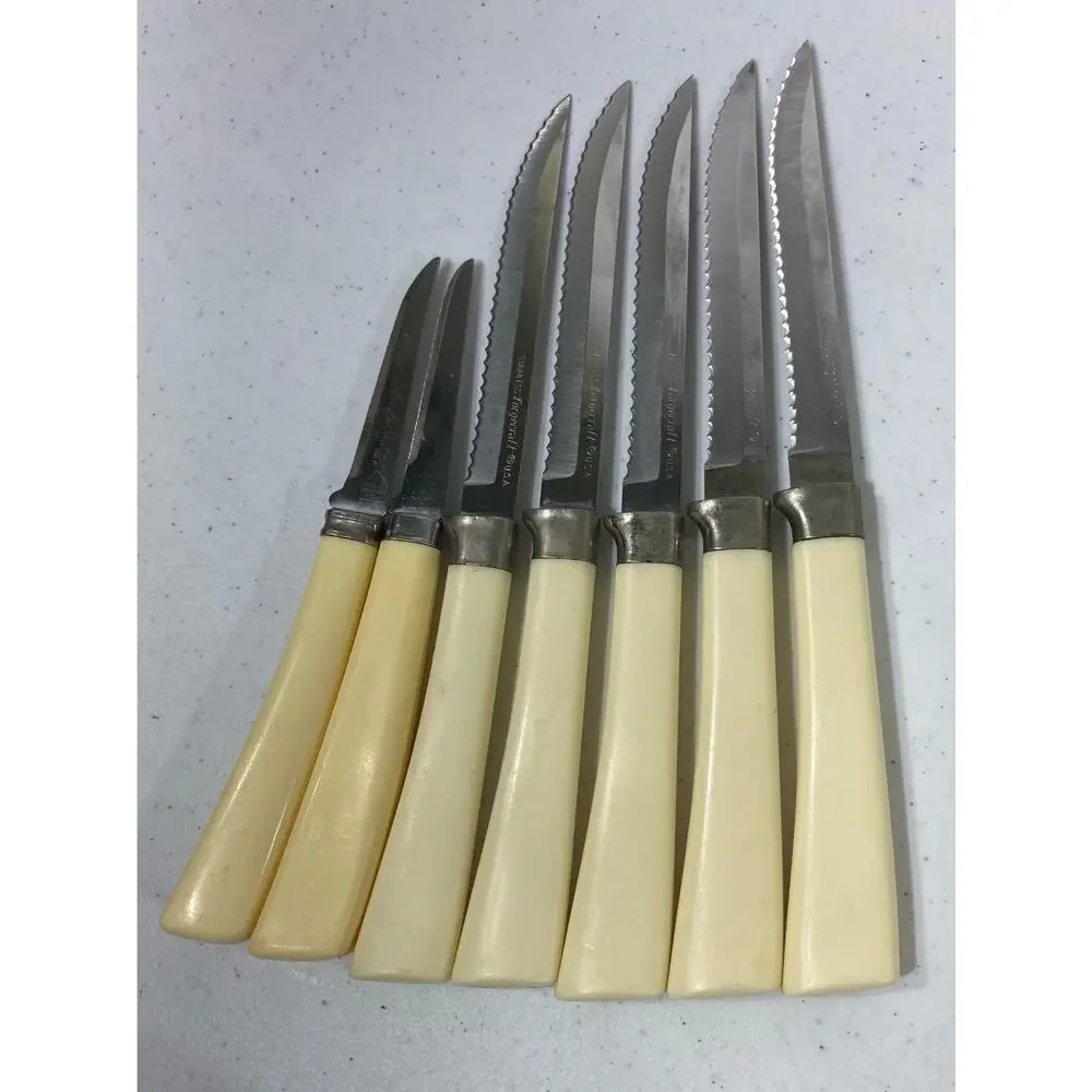 Vintage‎ Kitchen Knives Mixed Lot of 7 Steak Pairing READ